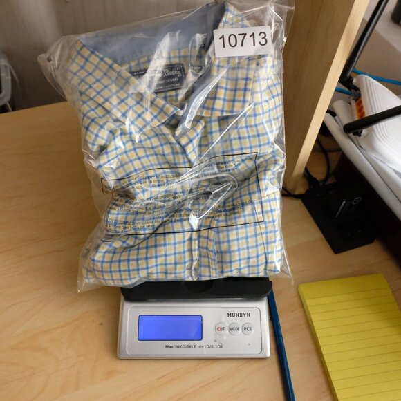 Psycho Bunny Shirt Mens 2 Medium Yellow Blue Button Up Long Sleeve - Picture 9 of 9